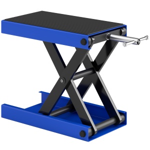 Suport pentru Ridicarea Motocicletelor și Bicicletelor Antiderapant max 500 kg cu Înălțime Reglabilă, Suport Pliabil din Metal și Cauciuc, pentru Garaj, 41,5x23,5x10-37 cm, Albastru și Negru