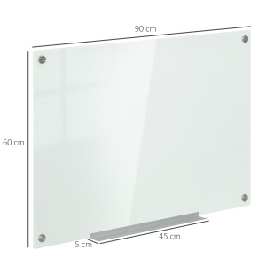 Tablă de Sticlă Albă cu 4 Markere și Burete de Șters 90x60x0.4 cm - Img 3