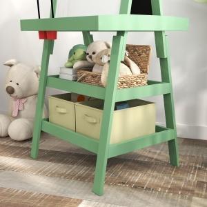 Tablă pentru Copii cu Șevalet 3 în 1, Sul de Hârtie și 2 Containere, din Lemn, 59x48x118 cm, Verde - Img 9