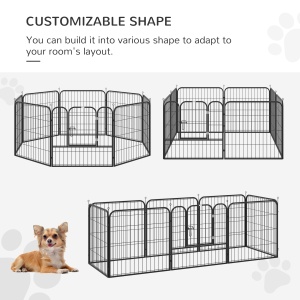 tarc Modular 8 Panouri – 79×79 cm, Metal Negru pentru Animale - Img 5