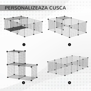 tarc Modular Iepuri & Porcusori – 105×70×35 cm, Negru - Img 4