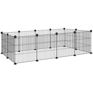 Țarc Modular pentru Animale de Companie de Talie Mică cu Panouri și Accesorii, 140x70x35 cm, Negru - Img 1