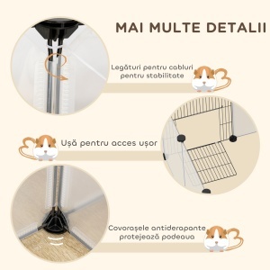 Țarc Modular pentru Animale de Talie Mică cu 20 de Panouri, 2 Uși și Accesorii, 175x70x45 cm, Negru - Img 6