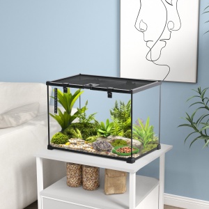 Terariu Înălțat pentru Reptile cu Încuietoare și Ușă pentru Hrănire, 50x30x35 cm, Negru - Img 2