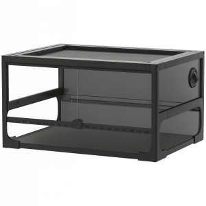 Terariu Ridicat și Pliabil cu Capac și Pereți din Sticlă Securizată și Plastic, 60x45x32 cm, Negru