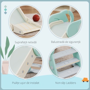 Tobogan de Interior Pliabil pentru Copii, Tobogan din Plastic pentru Copii 18-36 Luni, 102x53x53 cm, Verde - Img 7