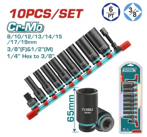 TOTAL - SET 10 PIESE TUBULARE DE IMPACT ADANCI - 3/8"
