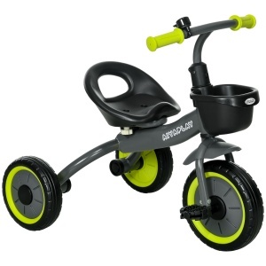 Tricicletă pentru Copii cu Scaun Reglabil, Bicicletă pentru Copii cu Coș și Clopoțel, 70.5x53x58 cm, Negru