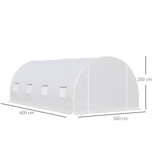 Tunnel Sera de gradina pentru plante din PE cu tevi metalice 6x3x2m Alb - Img 3