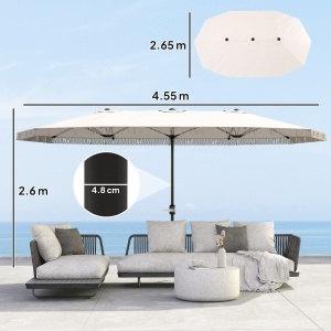 Umbrelă de Grădină cu Două Fețe și Mâner cu Manivelă Ușor de Utilizat, 450x265x260 cm, Alb Crem - Img 3