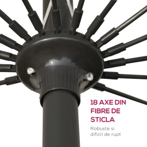 Umbrelă de Grădină Înclinabilă cu Manivelă și 18 Spițe din Metal și Poliester, Ø250x240 cm, Roșu - Img 7