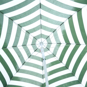 Umbrelă de Plajă cu Acoperiș Înclinabil la 45°, Ø1.8x2 m, Verde și Alb - Img 7