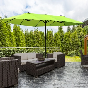 Umbrela Dubla de Gradina cu Deschidere cu manivela, Otel si Poliester, 460x270x240cm, verde - Img 2