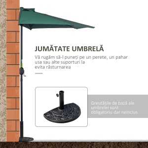 Umbrela Semicirculara Impermeabila Protectie UV Verde 269 x 138 x 236cm - Img 5