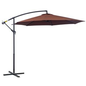 Umbrela Soare Descentrata de Gradina cu Colt Inclinabil din Metal si Poliester, Cafea, Φ3×2.6m - Img 1