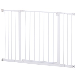 Ușă de Siguranță Extensibilă pentru Câini cu Montaj prin Presiune, 76x76 cm, Alb - Img 1