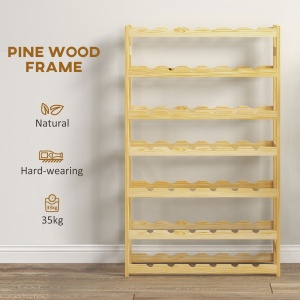 Wooden Wine Rack 42 Bottles, Narrow 7-tier Wine Holder for Home Bar - Img 5