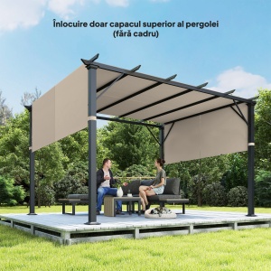 2 Bucăți Husă de Schimb pentru Pergolă, Copertină de Umbrire, Ușor de Instalată, pentru Pergolă 3 x 3(m), Bej - Img 8