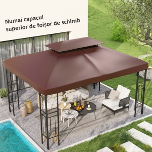 Acoperis de Schimb pentru Gazebo de Gradina, Impermeabil, Dublu Strat, 3x4 m - Img 2