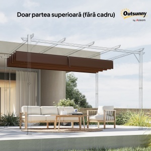 Acoperiș Pergolă Retractabil, Copertină pentru Umbră, UV30+, Gri Închis - Img 9