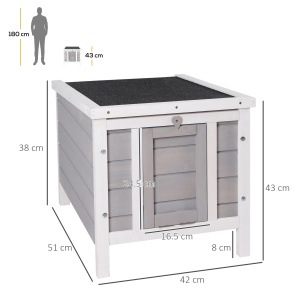 Adapost mic, din lemn, pentru iepuri, casuta pentru porcusori de Guineea, gri 46x39x30 cm - Img 3