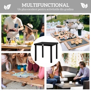 Aluminum Outdoor Patio Dining Table for 4 for Garden Lawn Backyard, Natural - Img 6