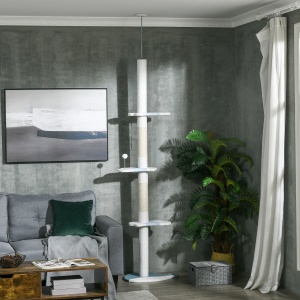 Ansamblu de Joacă Reglabil pentru Pisici 225-255 cm Alb - Img 2