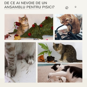 Ansamblu pentru pisici accesorizat cu culcus Patut suspendat si 2 Scarite din Plus Gri - Img 5