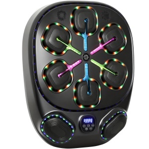 Aparat de Box Muzical Montat pe Perete cu 9 Moduri, Lumini LED și Conexiune Bluetooth, 61x48x11 cm, Negru
