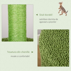 Arbore de Zgariat pentru Pisici pana la 4,5 kg in Forma de Cactus cu Mingii si Culcus, 60x35x78cm - Verde - Img 5