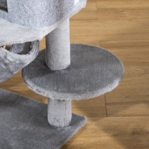 Arbore Răzuitoare pentru Pisici 48x48x107 cm Turn pentru Pisici cu Cavernă de Fetru Demontabilă Hamacă Paturi Platforme Gri - Img 7