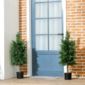 Arbori Topiari de Cedru Artificial, Set de 2 Plante Artificiale în Ghivece, Plante Decorative, 38x12.5x90 cm, Verde - Img 8