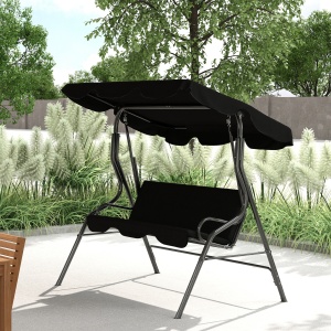 Balansoar de Grădină 3 Locuri cu Acoperiș Reglabil și Perne Moi din Poliester, Capacitate 240 kg, 170x110x153 cm, Negru - Img 2
