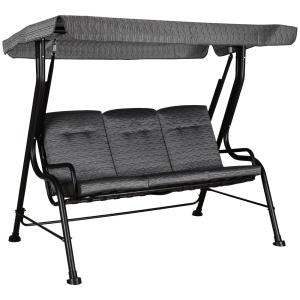 Balansoar pentru Gradina pentru 3 Persoane cu Copertină Reglabilă și Perne, 200x120x170cm, Negru - Img 1