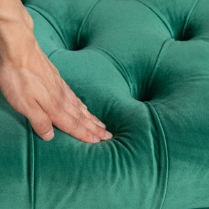 Bancă cu Husă Capitonată din Catifea cu Picioare Metalice pentru Hol, Coridor și Living, 118x45x42 cm, Verde - Img 8