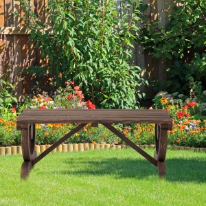 Banca de Gradina cu 2 locuri din lemn de molid, Maro 105x50x53cm - Img 2