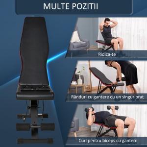 banca exercitii, inclinare reglabila, 130x48x48-109cm - Img 6