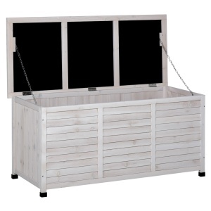 Banca Gradina 127×56×60 cm – Lemn Alb cu Spatiu Depozitare - Img 1