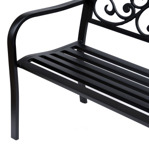 Banca pentru exterior din metal, 127x60x89cm, negru - Img 8