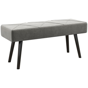 Banchetă de Pat, Bancă, Velvet Tapițat, cu Picioare de Oțel, pentru Dormitor, Living, Sufragerie, Hol, 100x36x45 cm, Gri