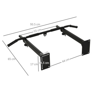 Bară de Tracțiune pentru Perete cu 3 Mânere Diferite, Bară de Tracțiune din Oțel, 93,5x65x17 cm, Negru - Img 3