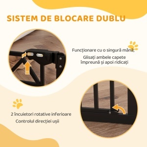 Barieră pentru câini cu 4 șuruburi reglabile și bandă adezivă, din metal și plastic, 74-100x76 cm, negru - Img 5