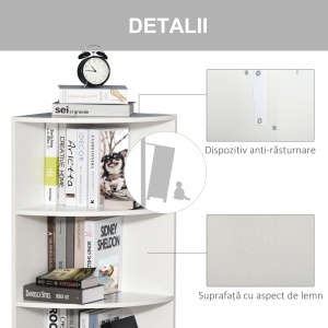 Biblioteca Colt Perete – 4 Rafturi Lemn Alb 120 cm - Img 5