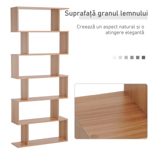 biblioteca cu 6 rafturi, design modern, 80x23x192cm - Img 6