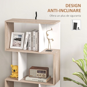 Biblioteca de Perete – 3 Rafturi, Lemn Natural - Img 5