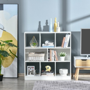 Bibliotecă Raft cu 8 Compartimente, Bibliotecă Modernă pentru Camera de Zi, Dormitor, Birou, 97.5x30x100 cm, Alb - Img 2