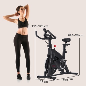 Bicicletă Magnetică cu Ghidon, Șa Reglabilă și Monitor LCD, 106x53x111-123 cm, Negru - Img 3