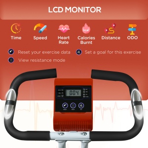 Bicicletă Magnetică Pliabilă cu 8 Niveluri de Rezistență și Monitor LCD, 97x43x110 cm, Roșu - Img 4