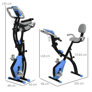 Bicicletă Pliabilă cu 8 Niveluri Rezistență și Corzi Elastice pentru Brațe, Albastru - Img 3