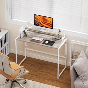 Birou Pliabil Economisitor de Spațiu cu Stand pentru Monitor Detașabil, 100x48x87,5 cm, Lemn - Img 2